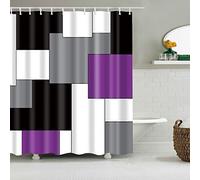 BOYOUTH Black,Grey,Purple,White Geometry Pattern Digital Print Shower Curtain for Bathroom Decor,Polyester Waterproof Fabric Bath Curtain with 12 Hooks,70x78 Inches,Multicolor