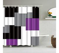 BOYOUTH Black,Grey,Purple,White Geometry Pattern Digital Print Shower Curtain for Bathroom Decor,Polyester Waterproof Fabric Bath Curtain with 12 Hooks,70x70 Inches,Multicolor