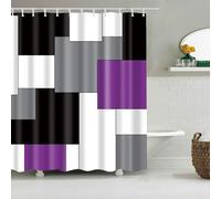 BOYOUTH Black,Grey,Purple,White Geometry Pattern Digital Print Shower Curtains for Bathroom,Polyester Waterproof Fabric Bath Curtain with 12 Hooks,72x96 Inches,Multicolor
