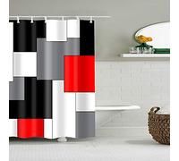 BOYOUTH Black,Grey,Red,White Geometry Pattern Digital Print Shower Curtain for Bathroom Decor,Polyester Waterproof Fabric Bath Curtain with 6 Hooks,35x70 Inches,Multicolor