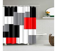 BOYOUTH Black,Grey,Red,White Geometry Pattern Digital Print Shower Curtain for Bathroom Decor,Polyester Waterproof Fabric Bath Curtain with 10 Hooks,59x70 Inches,Multicolor