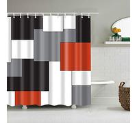 BOYOUTH Black,Grey,Red,White Geometry Pattern Digital Print Shower Curtain for Bathroom Decor,Polyester Waterproof Fabric Bath Curtain with 12 Hooks,70x70 Inches,Multicolor