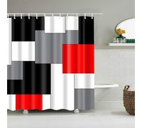 BOYOUTH Black,Grey,Red,White Geometry Pattern Digital Print Shower Curtains for Bathroom,Polyester Waterproof Fabric Bath Curtain with 12 Hooks,72x96 Inches,Multicolor