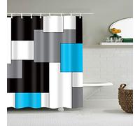 BOYOUTH Black,Grey,Sky Blue,White Geometry Pattern Digital Print Shower Curtain for Bathroom Decor,Polyester Waterproof Fabric Bath Curtain with 8 Hooks,47x70 Inches,Multicolor