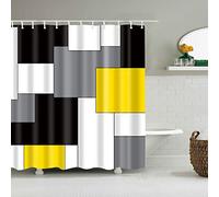 BOYOUTH Black,Grey,Yellow,White Geometry Pattern Digital Print Shower Curtain for Bathroom Decor,Polyester Waterproof Fabric Bath Curtain with 12 Hooks,70x70 Inches,Multicolor