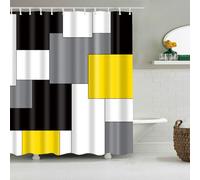 BOYOUTH Black,Grey,Yellow,White Geometry Pattern Digital Print Shower Curtains for Bathroom,Polyester Waterproof Fabric Bath Curtain with 12 Hooks,72x84 Inches,Multicolor