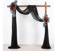BOYOUTH Black Voile Swag Scarf Valances Curtains,Long Sheer Chiffon Fabric Backdrop Curtains Scarves for Wedding Arch Draping,Party Outdoor Decor,30 by 394 Inches,1 Panel