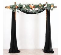 BOYOUTH Black Voile Swag Scarf Valances Curtains,Long Sheer Chiffon Fabric Backdrop Curtains Scarves for Wedding Arch Draping,Party Outdoor Decor,30 by 118 Inches,1 Panel
