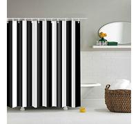 BOYOUTH Black White Vertical Stripe Pattern Digital Print Shower Curtains for Bathroom Decor,Polyester Waterproof Fabric Bath Curtain with 12 Hooks,70x70-Inch,Multicolor