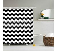 BOYOUTH Black White Wave Stripe Pattern Digital Print Shower Curtain for Bathroom Decor,Polyester Waterproof Fabric Bath Curtain with 12 Hooks,70x70 Inches,Multicolor