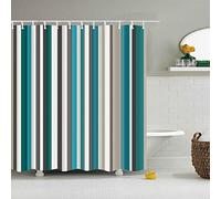 BOYOUTH Blue Beige Grey Vertical Stripe Pattern Digital Print Shower Curtains for Bathroom Decor,Polyester Waterproof Fabric Bath Curtain with 12 Hooks,70x70-Inch,Multicolor