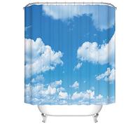 BOYOUTH Blue Sky and White Cloud Pattern Digital Print Shower Curtains for Bathroom Decor,Polyester Waterproof Fabric Bath Curtain with 12 Hooks,70x78 Inches,Multicolor