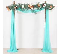 BOYOUTH Blue Voile Swag Scarf Valances Curtains,Long Sheer Chiffon Fabric Backdrop Curtains Scarves for Wedding Arch Draping,Party Outdoor Decor,30 by 394 Inches,1 Panel