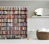 BOYOUTH Bookshelf and Books Pattern Digital Print Shower Curtains for Bathroom Decor,Polyester Waterproof Fabric Bath Curtain with 12 Hooks,70x70 Inches,Multicolor