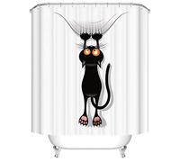 BOYOUTH Cartoon Black Cat Pattern Digital Print Shower Curtains for Bathroom,Polyester Waterproof Fabric Bath Curtain with 8 Hooks,54x78 Inches,Multicolor