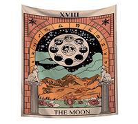 BOYOUTH Colorful Tarot Tapestry Wall Hanging,The Moon,XVIII Pattern Digital Print Wall Tapestry for Living Room Bedroom Dorm Decor,37.4 Inch By 28.7 Inch