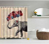 BOYOUTH Elephants and Flowers Pattern Digital Print Shower Curtains for Bathroom Decor,Polyester Waterproof Fabric Bath Curtain with 12 Hooks,70x70 Inches,Multicolor