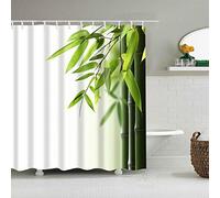 BOYOUTH Green Bamboo Pattern Digital Print Shower Curtains for Bathroom Decor,Polyester Waterproof Fabric Bath Curtain with 12 Hooks,70x70 Inches,Multicolor