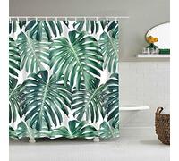 BOYOUTH Green Palm Leaf Pattern Digital Print Shower Curtains for Bathroom Decor,Polyester Waterproof Fabric Bath Curtain with 12 Hooks,70x70 Inches,Multicolor