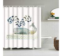 BOYOUTH Hand Drawn Whale Pattern Digital Print Shower Curtains for Bathroom Decor,Polyester Waterproof Fabric Beach Bath Curtain with 12 Hooks,70x70 Inches,Multicolor