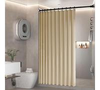 BOYOUTH Heavyweight Folding Accordion Shading Shower Curtains,Waterproof Fabric Pleated Partitions Privacy Bath Curtain for Bathroom Bathtubs Hotel Spa Decor,Beige,55 x 79 inches