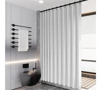 BOYOUTH Heavyweight Folding Accordion Shading Shower Curtains,Waterproof Fabric Pleated Partitions Privacy Bath Curtain for Bathroom Bathtubs Hotel Spa Decor,White,55 x 79 inches
