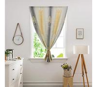 BOYOUTH Leaves,Yellow and Grey Vertical Stripes Pattern Printed Small Curtains,Non-perforated High Blackout Short Curtain for Bedroom,Study,Living Room,1 Panel,31 x 78 Inches
