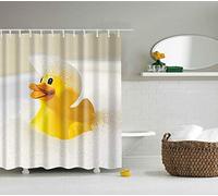 BOYOUTH Little Yellow Duck in the Bath Pattern Digital Print Shower Curtains for Bathroom Decor,Polyester Waterproof Fabric Bath Curtain with 12 Hooks,70x70 Inches,Multicolor