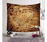 BOYOUTH Musical Notation Tapestry Wall Hanging,Retro Spot,Music Symbols and Music Staves Pattern Pattern Digital Print Wall Tapestry for Living Room Bedroom Dorm Decor,78.7 Inch by 59.1 Inch
