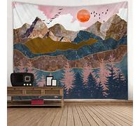 BOYOUTH Nature Landscape Tapestry Wall Hanging,Abstract Forest Tree,Mountain and Sunset Pattern Digital Print Art Wall Tapestries Home Decor,Mural,Beach Towel,59.1 Inch by 51.2 Inch
