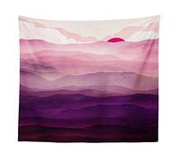 BOYOUTH Nature Landscape Tapestry Wall Hanging,Abstract Purple Mountains,Sunset and Birds Pattern Digital Print Art Wall Tapestries Home Decor,Mural,Beach Towel,59.1 Inch by 78.7 Inch