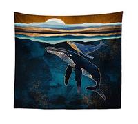 BOYOUTH Nature Landscape Tapestry Wall Hanging,Abstract Whale and Sunset Pattern Digital Print Art Wall Tapestries Home Decor,Mural,Beach Towel,59.1 Inch by 78.7 Inch