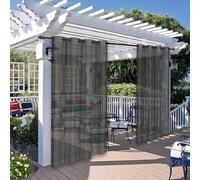 BOYOUTH Outdoor Waterproof Curtains,Grommets Voile Sheer Window Treatments for Front Porch,Pergola,Cabana,Gazebo,52 x 84 Inches,2 Panels,Dark Grey