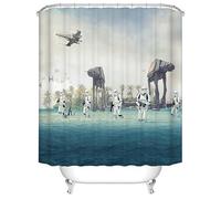 BOYOUTH Outer Space Robot Pattern Digital Print Shower Curtains for Bathroom,Polyester Waterproof Fabric Bath Curtain with 6 Hooks,50x78 Inches,Multicolor