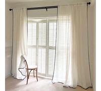 BOYOUTH Plain Linen Sheer Curtains,Rod Pockets Window Drapes with Black Trim for Bedroom,Study,Living Room,54" W x 108" L,2 Panels