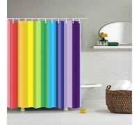 BOYOUTH Rainbow Vertical Stripes Pattern Digital Print Shower Curtains for Bathroom Decor,Polyester Waterproof Fabric Bath Curtain with 12 Hooks,70x70 Inches,Multicolor