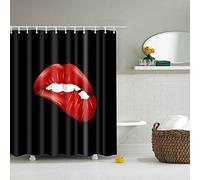 BOYOUTH Red Lip Pattern Digital Print Black Shower Curtains for Bathroom Decor,Polyester Waterproof Fabric Bath Curtain with 12 Hooks,70x70 Inches,Multicolor
