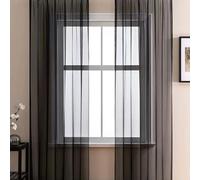 BOYOUTH Solid Color Sheer Voile Curtains,Grommets Window Gauze for Bedroom,Living Room,Hotel,Black,2 Panel,55 x 90 Inches