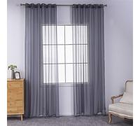 BOYOUTH Solid Color Sheer Voile Curtains,Grommets Window Gauze for Bedroom,Living Room,Hotel,Dark Grey,2 Panel,52 x 84 Inches
