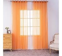 BOYOUTH Solid Color Sheer Voile Curtains,Grommets Window Gauze for Bedroom,Living Room,Hotel,Orange,2 Panel,52 x 84 Inches