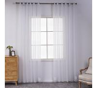 BOYOUTH Solid Color Sheer Voile Curtains,Grommets Window Gauze for Bedroom,Living Room,Hotel,White,2 Panel,52 x 84 Inches
