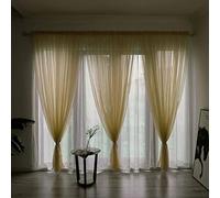 BOYOUTH Solid Color Sheer Voile Curtains,Rod Pocket Window Gauze for Bedroom,Living Room,Hotel,Beige,1 Panel,78 x 106 Inches