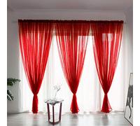 BOYOUTH Solid Color Sheer Voile Curtains,Rod Pocket Window Gauze for Bedroom,Living Room,Hotel,Big Red,1 Panel,39 x 78 Inches
