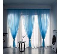 BOYOUTH Solid Color Sheer Voile Curtains,Rod Pocket Window Gauze for Bedroom,Living Room,Hotel,Blue,1 Panel,78 x 106 Inches