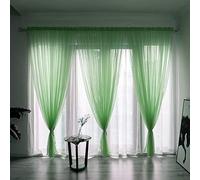BOYOUTH Solid Color Sheer Voile Curtains,Rod Pocket Window Gauze for Bedroom,Living Room,Hotel,Light Green,1 Panel,78 x 106 Inches