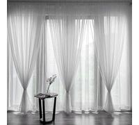 BOYOUTH Solid Color Sheer Voile Curtains,Rod Pocket Window Gauze for Bedroom,Living Room,Hotel,White,1 Panel,39 x 106 Inches