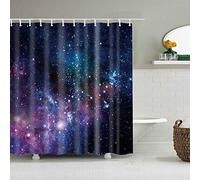 BOYOUTH Stars in Outer Space Pattern Digital Print Purple Shower Curtains for Bathroom Decor,Polyester Waterproof Fabric Bath Curtain with 12 Hooks,70x70-Inch,Multicolor