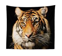 BOYOUTH Tapestry Wall Hanging,Majestic Tiger Head on the Black Background Photos Digital Print Wall Tapestry Art Home Decorations for Living Room Bedroom Dorm,59.1" Wide By 39.4" High