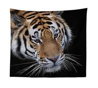 BOYOUTH Tiger Tapestry Wall Hanging,Feline Animals with Calming Stare Pictures Digital Print Black Wall Tapestry Art Home Decorations for Living Room Bedroom Dorm,59.1" Wide By 39.4" High