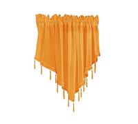 BOYOUTH Triangle Swag Short Valance Curtains with Trim Beads,Rod Pocket Elegant Sheer Voile Tulle Valances Window Treatments for Kitchen,Cafe,Bedroom,51 by 24 Inches,Yellow,1 Panel